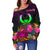 Pohnpei Personalised Women's Off Shoulder Sweater - Summer Hibiscus - Polynesian Pride