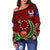 Pohnpei Special Women's Off Shoulder Sweater (Red) Z2 - Polynesian Pride