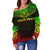 Tahiti Polynesian Chief Custom Personalised Women's Off Shoulder Sweater - Reggae Version - Polynesian Pride