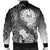 Tahiti Custom Personalised Men's Bomber Jacket - Humpback Whale with Tropical Flowers (White) - Polynesian Pride