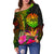 Tahiti Polynesian Personalised Off Shoulder Sweater - Hibiscus and Banana Leaves - Polynesian Pride