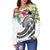 Marshall Islands Polynesian Off Shoulder Sweater - Summer Plumeria (White) - Polynesian Pride