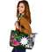 Nauru Large Leather Tote Bag - Turtle Plumeria Banana Leaf - Polynesian Pride