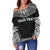 Fiji Polynesian Chief Custom Personalised Women's Off Shoulder Sweater - Black Version - Polynesian Pride