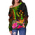 Kosrae Polynesian Women's Off Shoulder Sweater - Hibiscus and Banana Leaves - Polynesian Pride