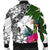 Wallis And Futuna Custom Personalised Men's Bomber Jacket White - Turtle Plumeria Banana Leaf - Polynesian Pride