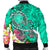 Hawaii Men's Bomber Jacket - Turtle Plumeria Polynesian Tattoo Turquoise Color - Polynesian Pride