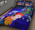 Custom Personalised Samoa Quilt Bed Set - Humpback Whale with Tropical Flowers (Blue) - Polynesian Pride