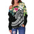 Wallis and Futuna Polynesian Women's Off Shoulder Sweater - Summer Plumeria (Black) - Polynesian Pride