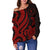 Chuuk Women Off Shoulder Sweater - Red Tentacle Turtle - Polynesian Pride