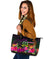 Vanuatu Large Leather Tote Bag - Summer Hibiscus - Polynesian Pride