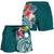 Marshall Islands Polynesian Women's Shorts - Summer Plumeria (Turquoise) - Polynesian Pride