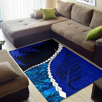 Paua Shell Maori Silver Fern New Zealand Area Rug Cobalt - Polynesian Pride