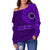 Cook Islands Tattoo Style Off Shoulder Sweater Purple - Polynesian Pride