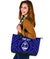 Guam Personalised Leather Tote Bag - Guam Seal With Polynesian Tattoo Style (Blue) - Polynesian Pride