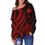 Nauru Women's Off Shoulder Sweater - Red Tentacle Turtle - Polynesian Pride