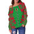 Vanuatu Women's Off Shoulder Sweater - Polynesian Tattoo Flag - Polynesian Pride