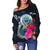 Federated States of Micronesia Women's Off Shoulder Sweater - Tropical Flower - Polynesian Pride