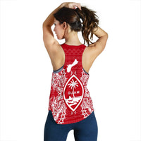 Guam Polynesian Women Tank Top Map Red White - Polynesian Pride