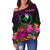 YAP Personalised Women's Off Shoulder Sweater - Summer Hibiscus - Polynesian Pride