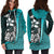 Chuuk Micronesian Women's Hoodie Dress Turquoise - Turtle With Hook - Polynesian Pride