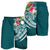 Nauru Polynesian Men's Shorts - Summer Plumeria (Turquoise) - Polynesian Pride