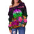 Tahiti Personalised Women's Off Shoulder Sweater - Summer Hibiscus - Polynesian Pride