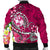 Tonga Custom Personalised Men's Bomber Jacket - Turtle Plumeria (Pink) - Polynesian Pride