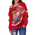 Tahiti Women'S Off Shoulder Sweater Shark Coat Of Arms - Polynesian Pride