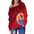 Tahiti Polynesian Women's Off Shoulder Sweater Coat Of Arms - Wave Style Th5 - Polynesian Pride