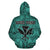 Polynesian Royal Coat of Arms Kanaka Map Hawaii Custom Zip Hoodie Turquoise - Polynesian Pride