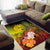 Tahiti Custom Personalised Area Rug - Humpback Whale with Tropical Flowers (Yellow) - Polynesian Pride