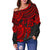 Polynesian Off Shoulder Sweater (Women) - Polynesian Red Turtle - Polynesian Pride