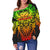 Samoa Polynesian Women's Off Shoulder Sweater - Tattoo Pattern With Seal - Polynesian Pride