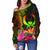 Pohnpei Polynesian Women's Off Shoulder Sweater - Hibiscus and Banana Leaves - Polynesian Pride