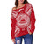 American Samoa Polynesian Shoulder Sweater Map Red White - Polynesian Pride