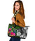 New Caledonia Large Leather Tote Bag - Turtle Plumeria Banana Leaf Crest - Polynesian Pride