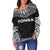 Tonga Polynesian Chief Women's Off Shoulder Sweater - Black Version - Polynesian Pride