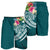 Papua New Guinea Polynesian Men's Shorts - Summer Plumeria (Turquoise) - Polynesian Pride