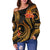 Chuuk Micronesian Women Off Shoulder Sweater - Gold Plumeria - Polynesian Pride