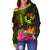 Tonga Polynesian Women's off Shoulder Sweater - Hibiscus and Banana Leaves - Polynesian Pride