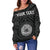 American Samoa Personalised Women's Off Shoulder Sweater - Seal In Polynesian Tattoo Style ( Black) - Polynesian Pride