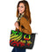 Pohnpei Micronesian Large Leather Tote Bag - Reggae Tentacle Turtle - Polynesian Pride