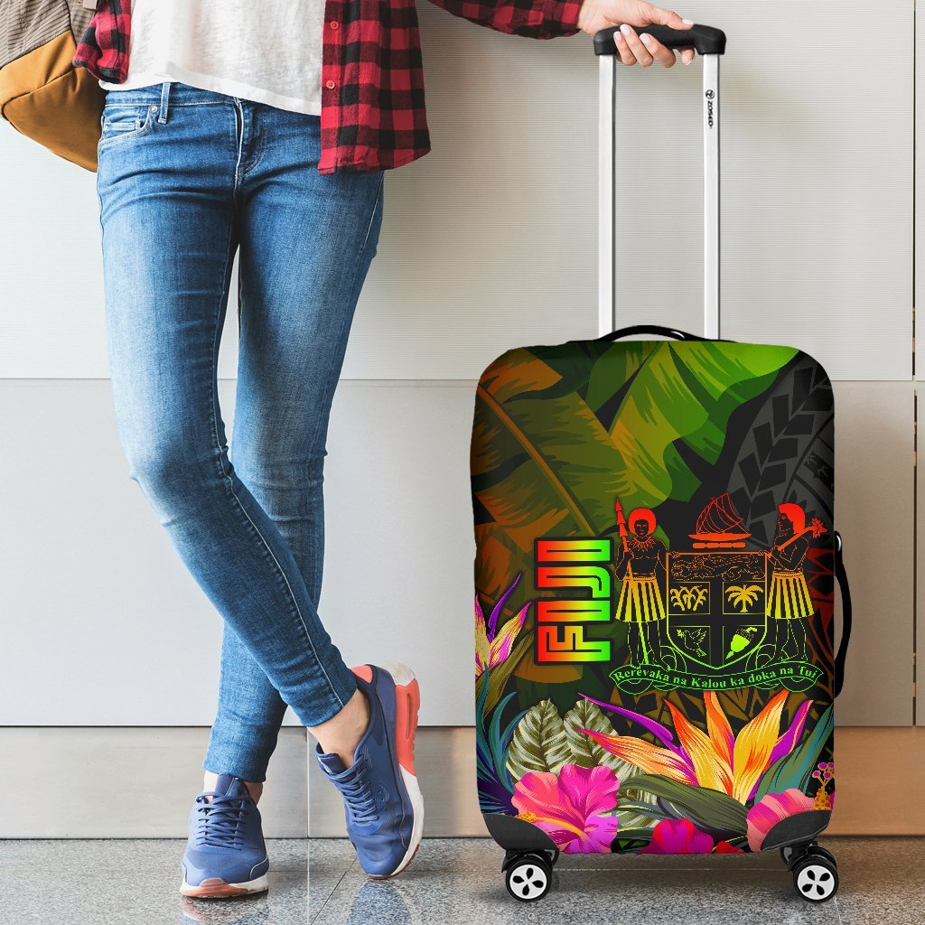 Fiji Polynesian Luggage Covers - Hibiscus and Banana Leaves Reggae - Polynesian Pride