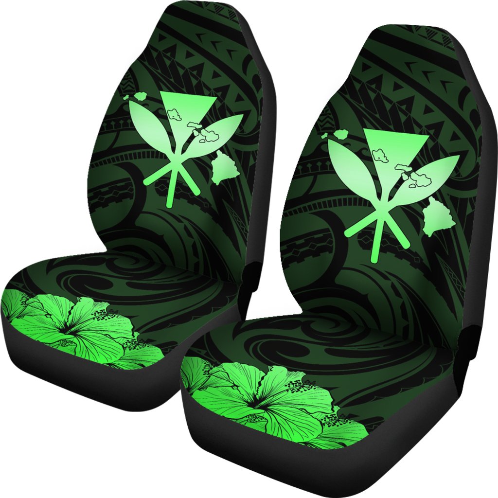 Hawaiian Kanaka Car Seat Covers Hibiscus Polynesian Love Green Universal Fit Green - Polynesian Pride