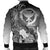 Polynesian Hawaii Men's Bomber Jacket - Kanaka Maoli Humpback Whale with Tropical Flowers (White) - Polynesian Pride