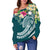 Marshall Islands Polynesian Off Shoulder Sweater - Summer Plumeria (Turquoise) - Polynesian Pride