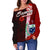 Samoa Polynesian Women's Off Shoulder Sweater - Coat Of Arm With Hibiscus - Polynesian Pride