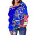 Tahiti Custom Personalised Women's Off Shoulder Sweater - Turtle Plumeria (Blue) - Polynesian Pride