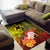 Tonga Area Rug - Humpback Whale with Tropical Flowers (Yellow) - Polynesian Pride